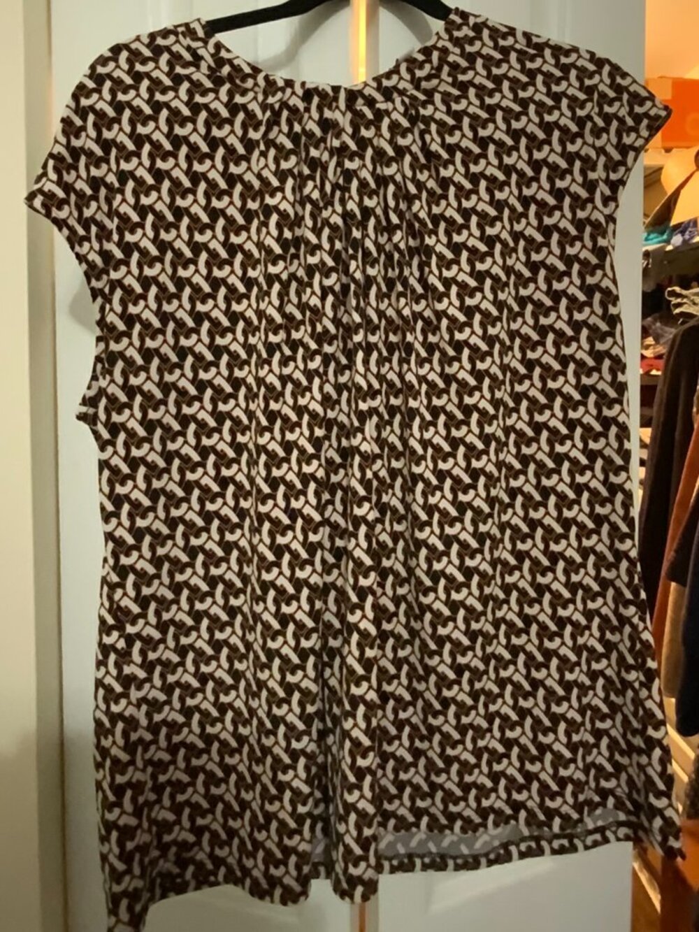 Liz Claiborne Geometric Chain Print Cap Sleeve Blouse - XXL